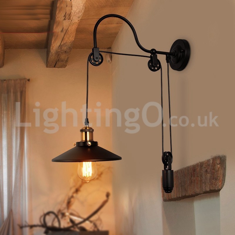 Retro nástenné svietidlá pod omietku Bar v uličke Kaviareň Spálňa Štúdijná nástenná kladková lampa