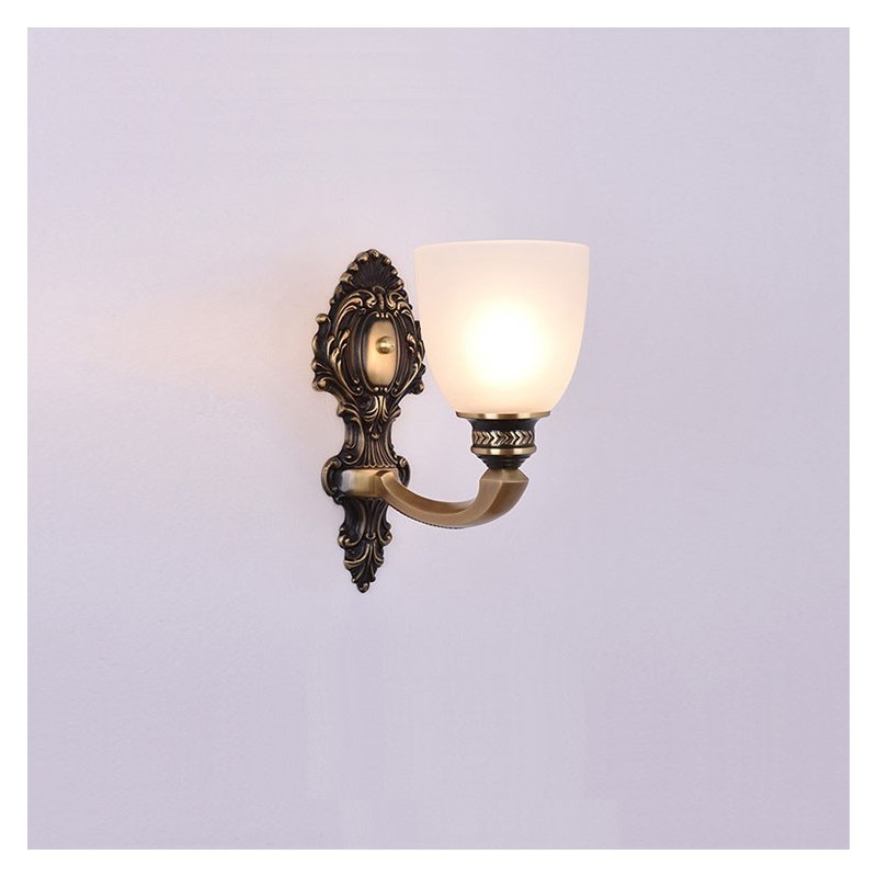 Čistá mosadz Luxusné rustikálne retro Vintage mosadz 1 nástenné svetlo so sviečkou so skleneným tienidlom Špeciálne pre hotelovú kanceláriu Showroom Obývacia izba Jedáleň