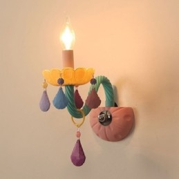Macaron 1 Light Multi Crystal Candle Retro sklenené nástenné svietidlo do detskej izby Detská spálňa