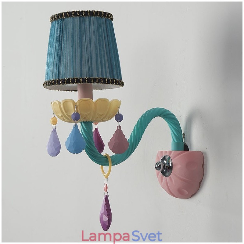 Macaron 1 Light Multi Crystal Candle Retro sklenené nástenné svietidlo do detskej izby Detská spálňa