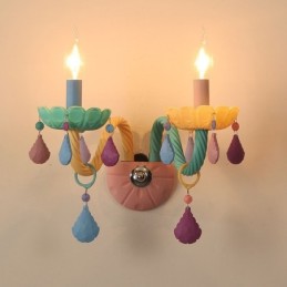 Macaron 2 Light Multi Crystal Candle Retro sklenené nástenné svietidlo do detskej izby do detskej izby