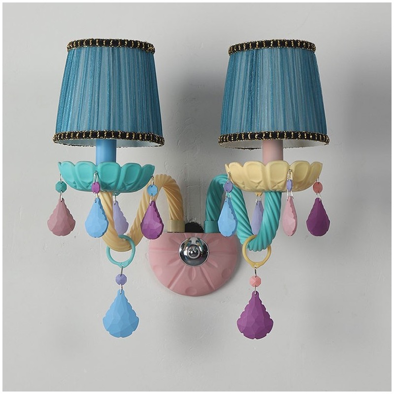 Macaron 2 Light Multi Crystal Candle Retro sklenené nástenné svietidlo do detskej izby do detskej izby