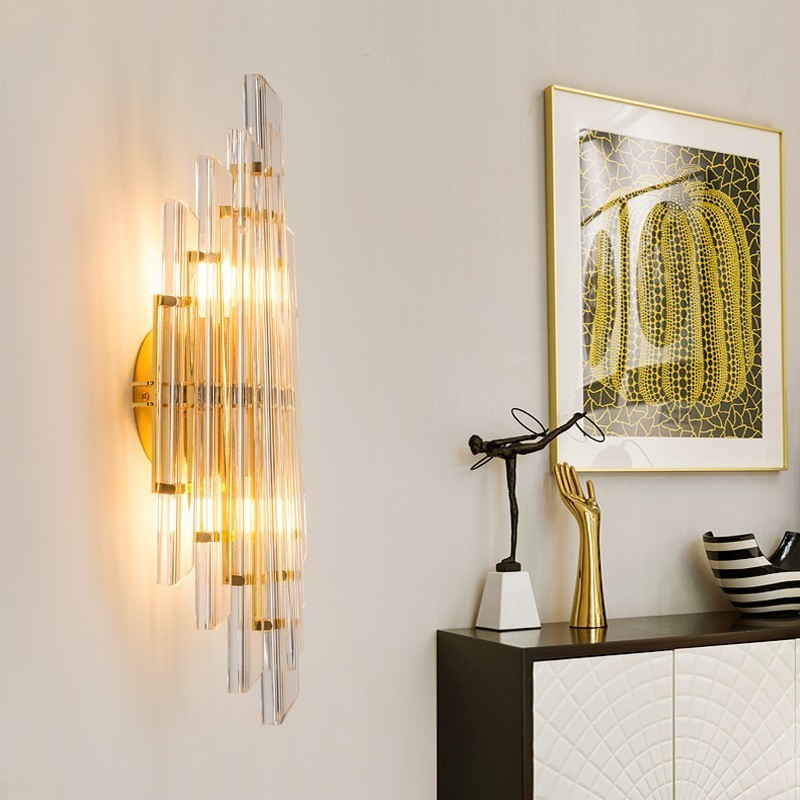 Hotelové svetlo Luxusná krištáľová nástenná lampa Stĺpik moderná osobnosť Obývacia izba Vstup do uličky Pozadie nástenná lampa Spálňa Ozdobné svietniky