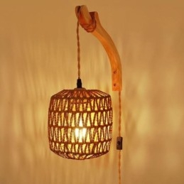 Americké retro nástenné svietidlo 3M konopné lano závesné papierové lano tkané tienidlo na lampu