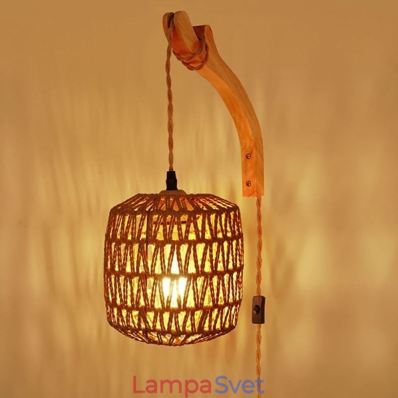 Americké retro nástenné svietidlo 3M konopné lano závesné papierové lano tkané tienidlo na lampu