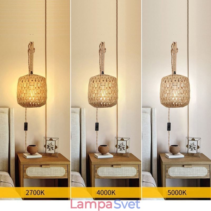 Americké retro nástenné svietidlo 3M konopné lano závesné papierové lano tkané tienidlo na lampu