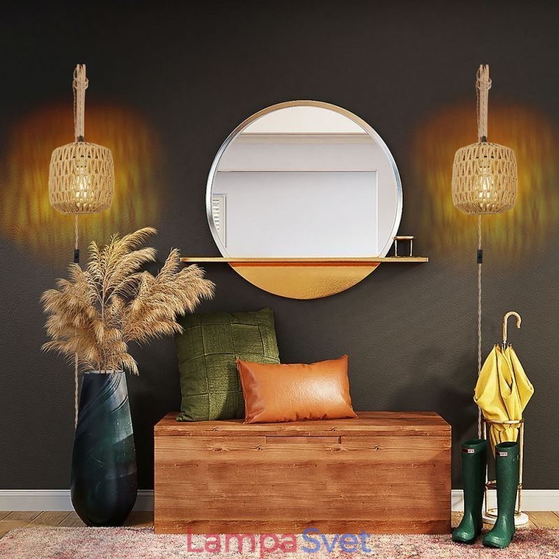 Americké retro nástenné svietidlo 3M konopné lano závesné papierové lano tkané tienidlo na lampu