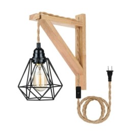 Americké retro nástenné svietidlo 2,5 m konopné lano závesné drôtené čierne železné tienidlo na lampu