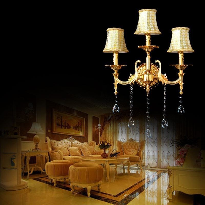 Európska nástenná lampa Luxusné nástenné nástenné svietidlo Crystal Drop Dekoračná lampa Nočné osvetlenie
