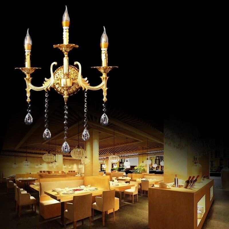 Európska nástenná lampa Luxusné nástenné nástenné svietidlo Crystal Drop Dekoračná lampa Nočné osvetlenie
