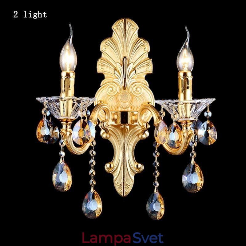 Európska nástenná lampa Luxusné nástenné nástenné svietidlo Crystal Drop Dekoračná lampa Nočné osvetlenie