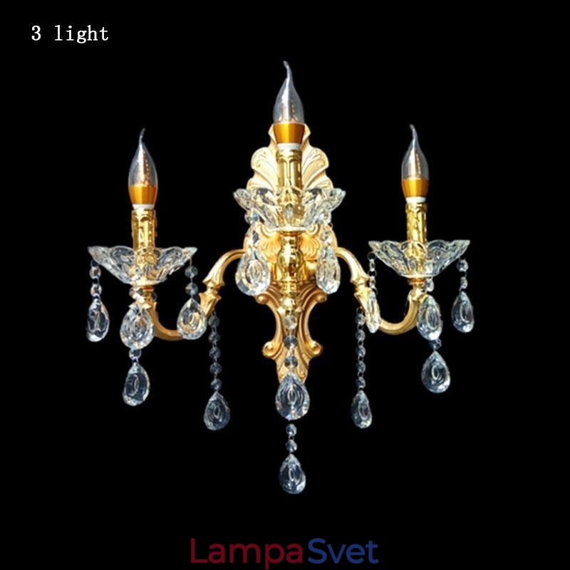 Európska nástenná lampa Luxusné nástenné nástenné svietidlo Crystal Drop Dekoračná lampa Nočné osvetlenie