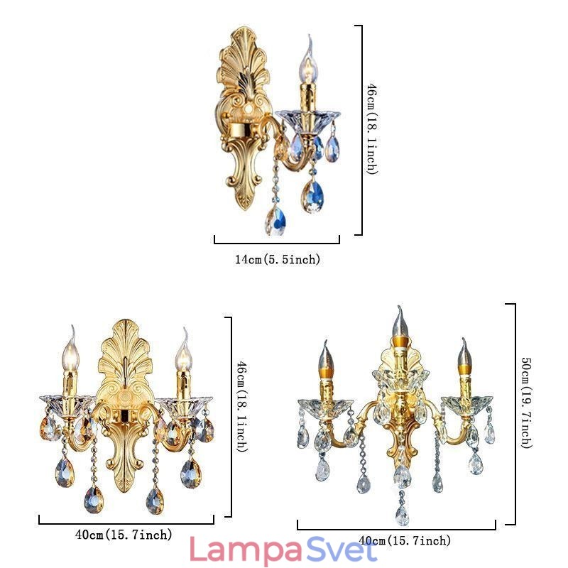 Európska nástenná lampa Luxusné nástenné nástenné svietidlo Crystal Drop Dekoračná lampa Nočné osvetlenie