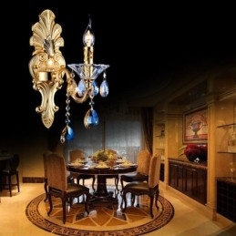 Európska nástenná lampa Luxusné nástenné nástenné svietidlo Crystal Drop Dekoračná lampa Nočné osvetlenie