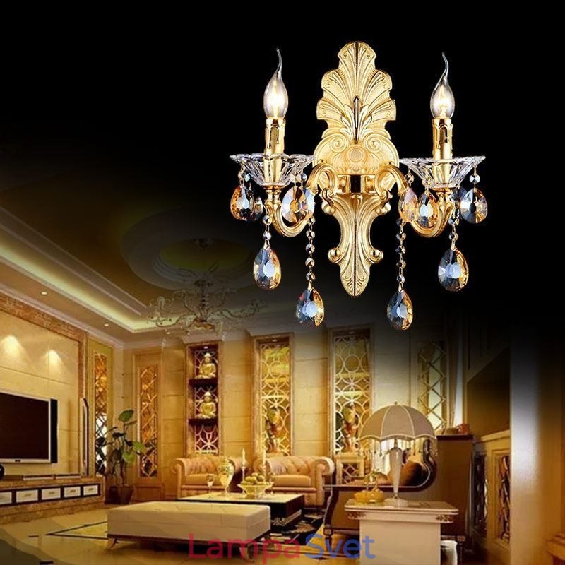 Európska nástenná lampa Luxusné nástenné nástenné svietidlo Crystal Drop Dekoračná lampa Nočné osvetlenie