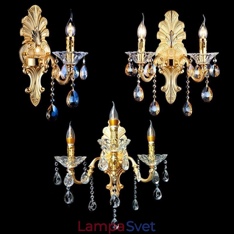 Európska nástenná lampa Luxusné nástenné nástenné svietidlo Crystal Drop Dekoračná lampa Nočné osvetlenie