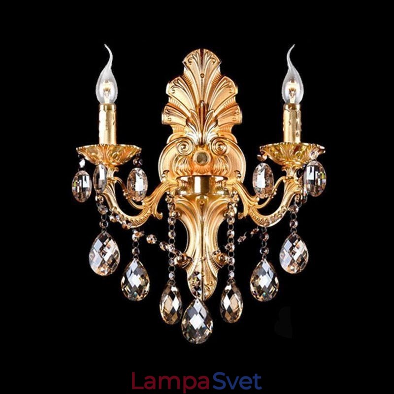 Európska nástenná lampa Golden Petal Nástenné nástenné svietidlo Vynikajúce krištáľové kvapky Light Nočné osvetlenie