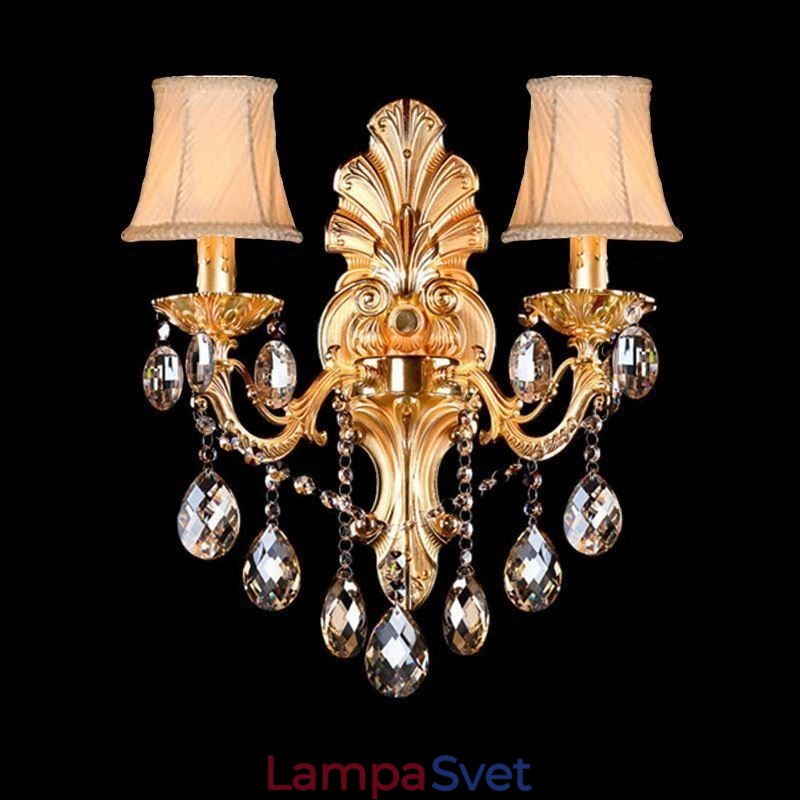 Európska nástenná lampa Golden Petal Nástenné nástenné svietidlo Vynikajúce krištáľové kvapky Light Nočné osvetlenie