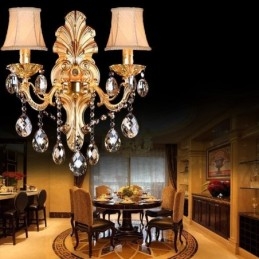 Európska nástenná lampa Golden Petal Nástenné nástenné svietidlo Vynikajúce krištáľové kvapky Light Nočné osvetlenie