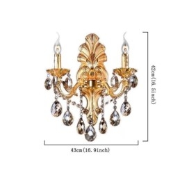 Európska nástenná lampa Golden Petal Nástenné nástenné svietidlo Vynikajúce krištáľové kvapky Light Nočné osvetlenie