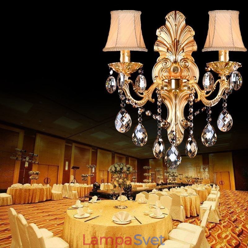Európska nástenná lampa Golden Petal Nástenné nástenné svietidlo Vynikajúce krištáľové kvapky Light Nočné osvetlenie