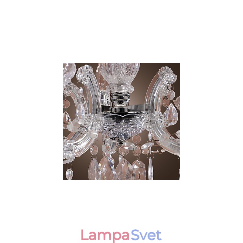 Upligh chrómová stropná lampa Svietidlo na sviečku Akrylové svietidlo Lustrový prívesok