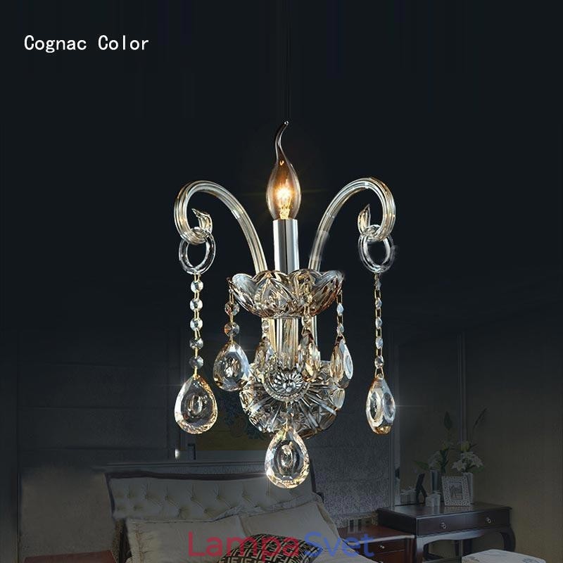 Európska nástenná lampa Jantárový koňak Crystal Wall Sconce Jednoduché osvetlenie lampy