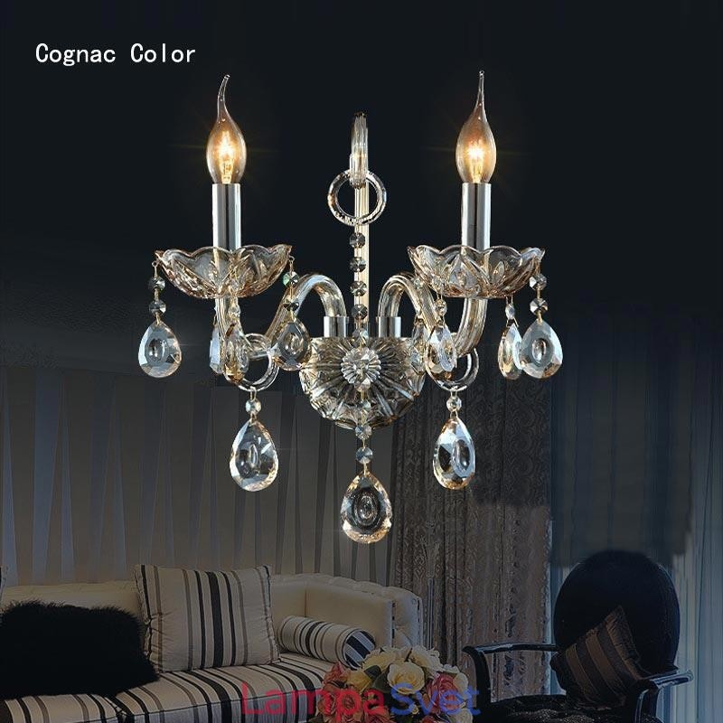 Európska nástenná lampa Jantárový koňak Crystal Wall Sconce Jednoduché osvetlenie lampy