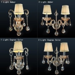 Európska nástenná lampa Jantárový koňak Crystal Wall Sconce Jednoduché osvetlenie lampy