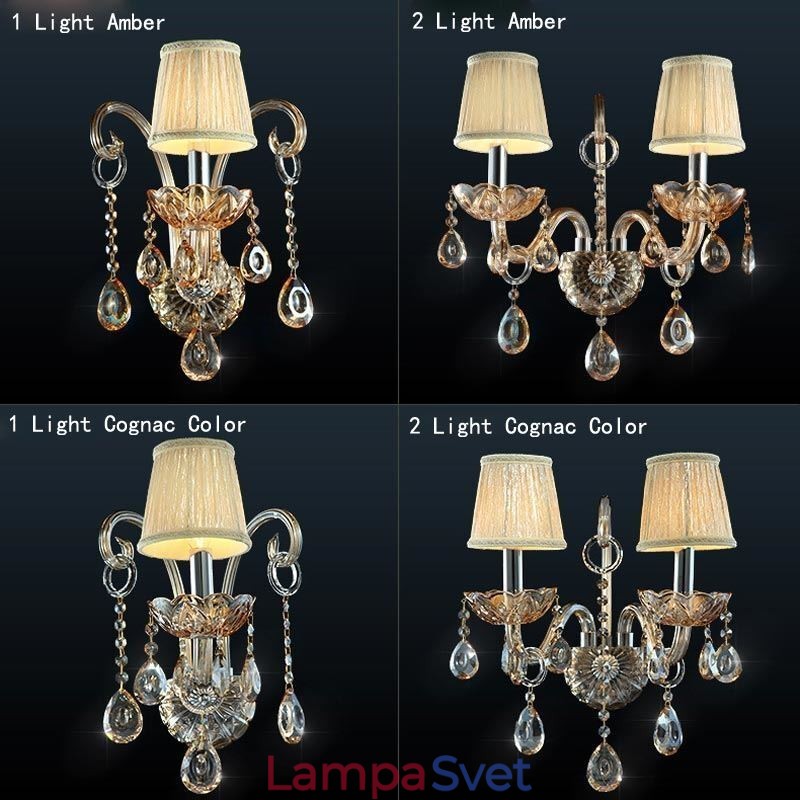 Európska nástenná lampa Jantárový koňak Crystal Wall Sconce Jednoduché osvetlenie lampy