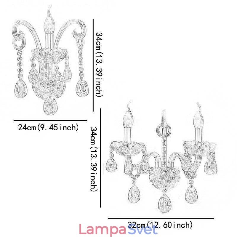 Európska nástenná lampa Jantárový koňak Crystal Wall Sconce Jednoduché osvetlenie lampy
