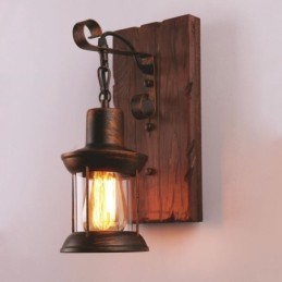 Americké vintage nástenné svietidlo Industrial LOFT nástenné svietidlo z masívneho dreva sklenená lampa