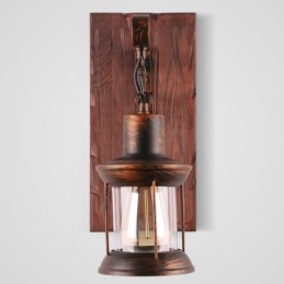 Americké vintage nástenné svietidlo Industrial LOFT nástenné svietidlo z masívneho dreva sklenená lampa