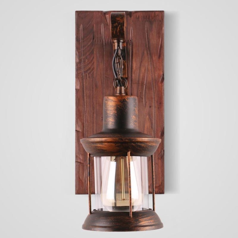 Americké vintage nástenné svietidlo Industrial LOFT nástenné svietidlo z masívneho dreva sklenená lampa