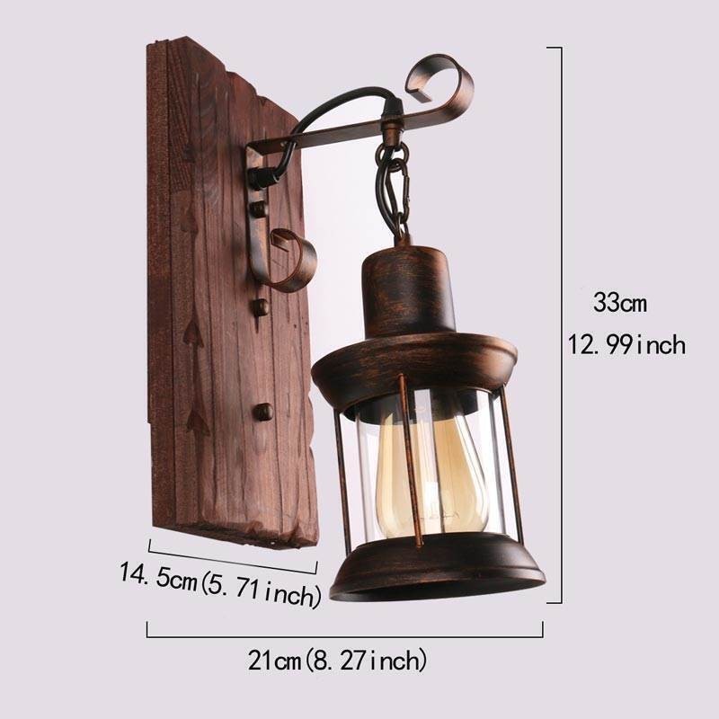 Americké vintage nástenné svietidlo Industrial LOFT nástenné svietidlo z masívneho dreva sklenená lampa