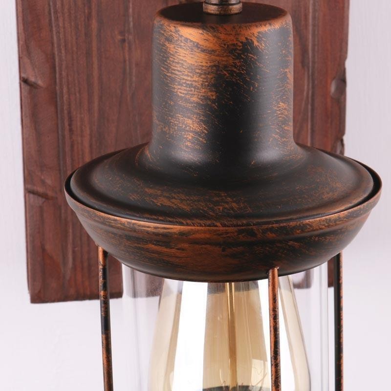 Americké vintage nástenné svietidlo Industrial LOFT nástenné svietidlo z masívneho dreva sklenená lampa