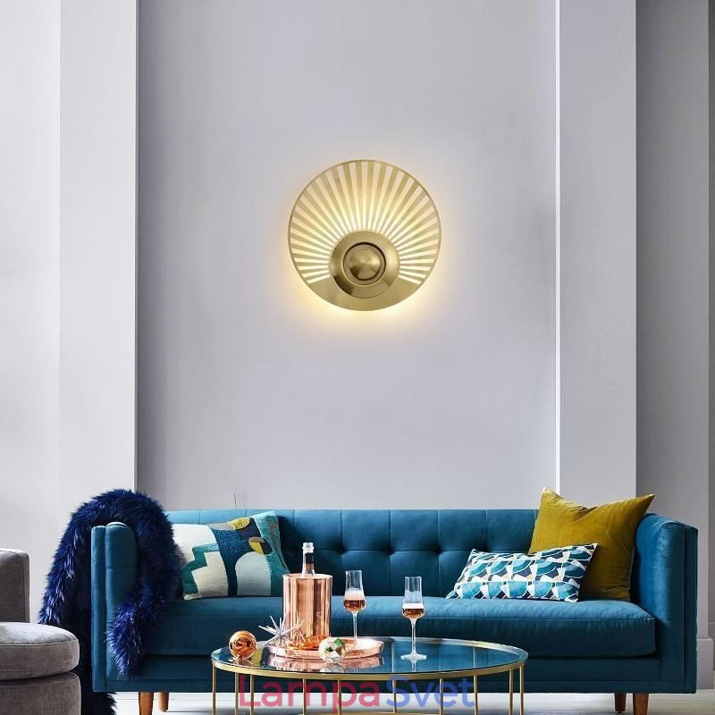 Severská mosadzná nástenná lampa Duté svietidlo okrúhleho tvaru