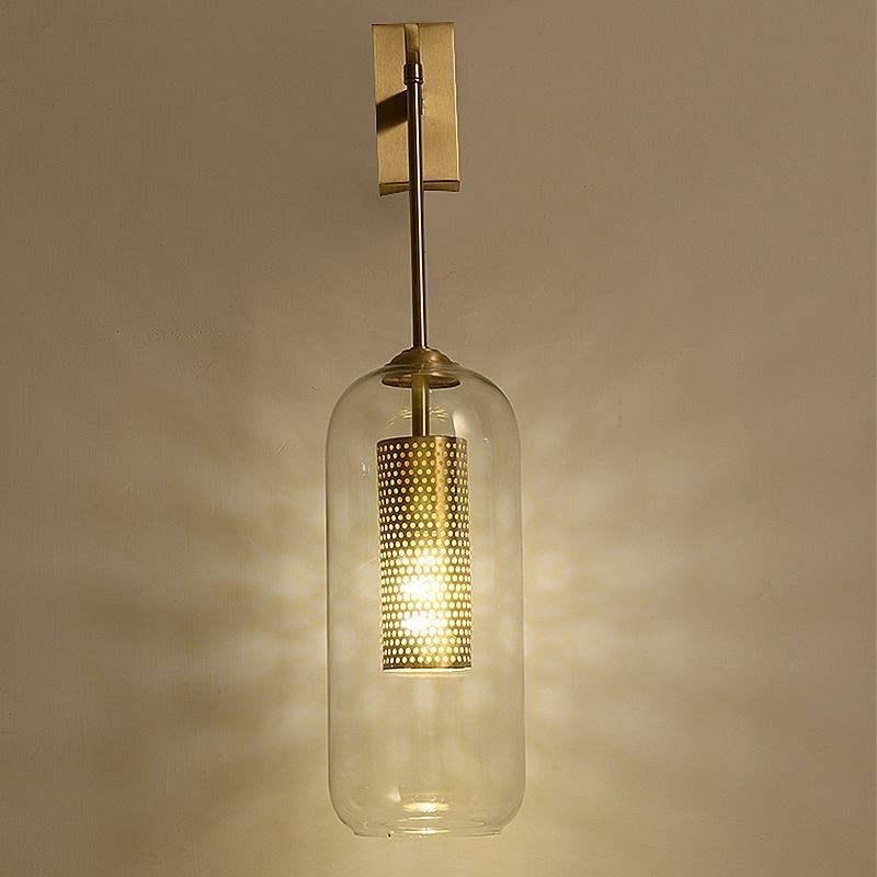 Severská mosadzná nástenná lampa Vnútorné duté cylindrické tienidlo na lampu