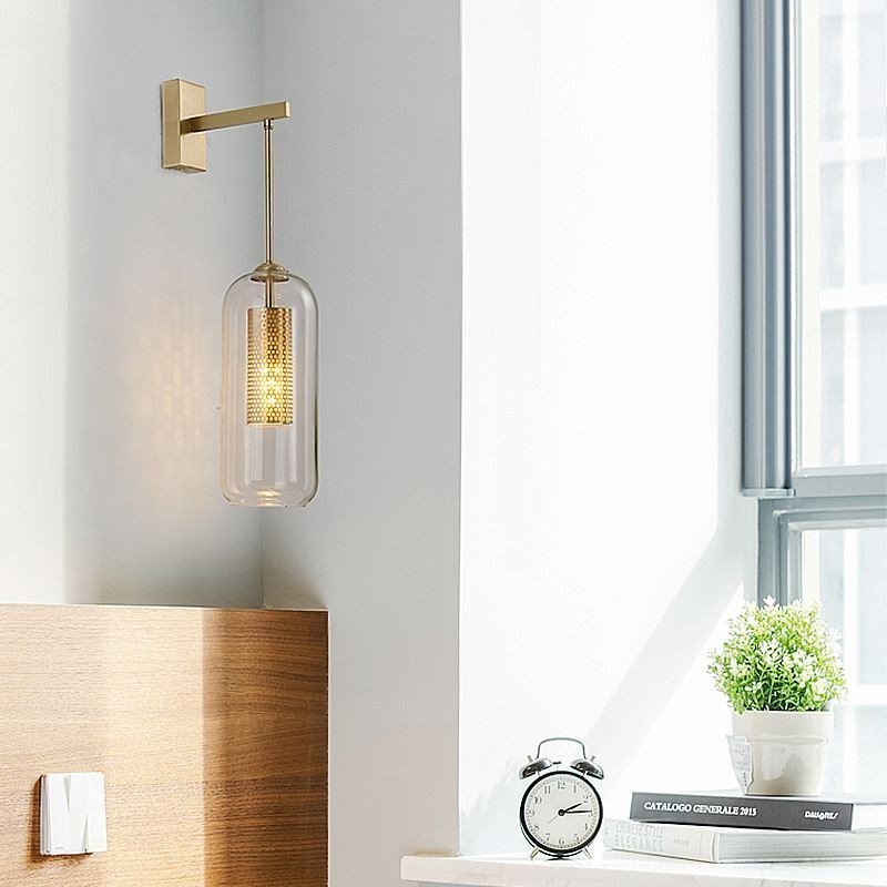 Severská mosadzná nástenná lampa Vnútorné duté cylindrické tienidlo na lampu
