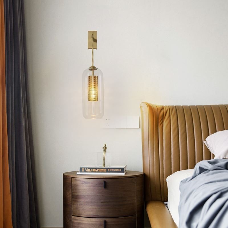 Severská mosadzná nástenná lampa Vnútorné duté cylindrické tienidlo na lampu