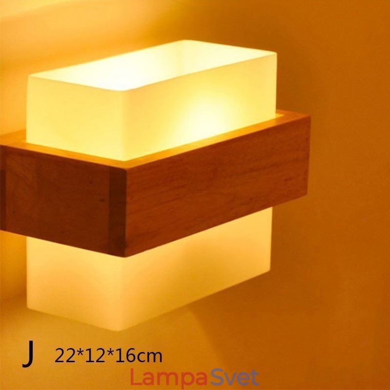 Severská drevená nástenná lampa Sklenené tienidlo svietnikové svietidlo