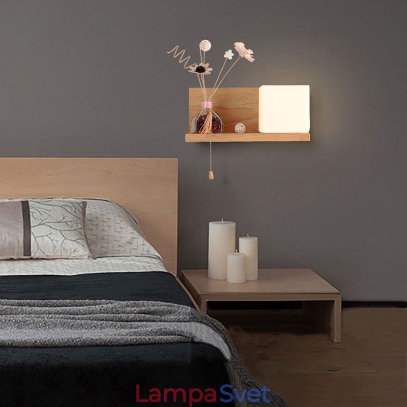Severská drevená nástenná lampa Sklenené tienidlo svietnikové svietidlo