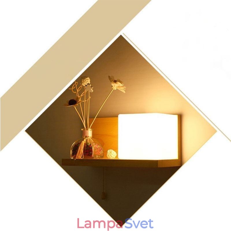 Severská drevená nástenná lampa Sklenené tienidlo svietnikové svietidlo
