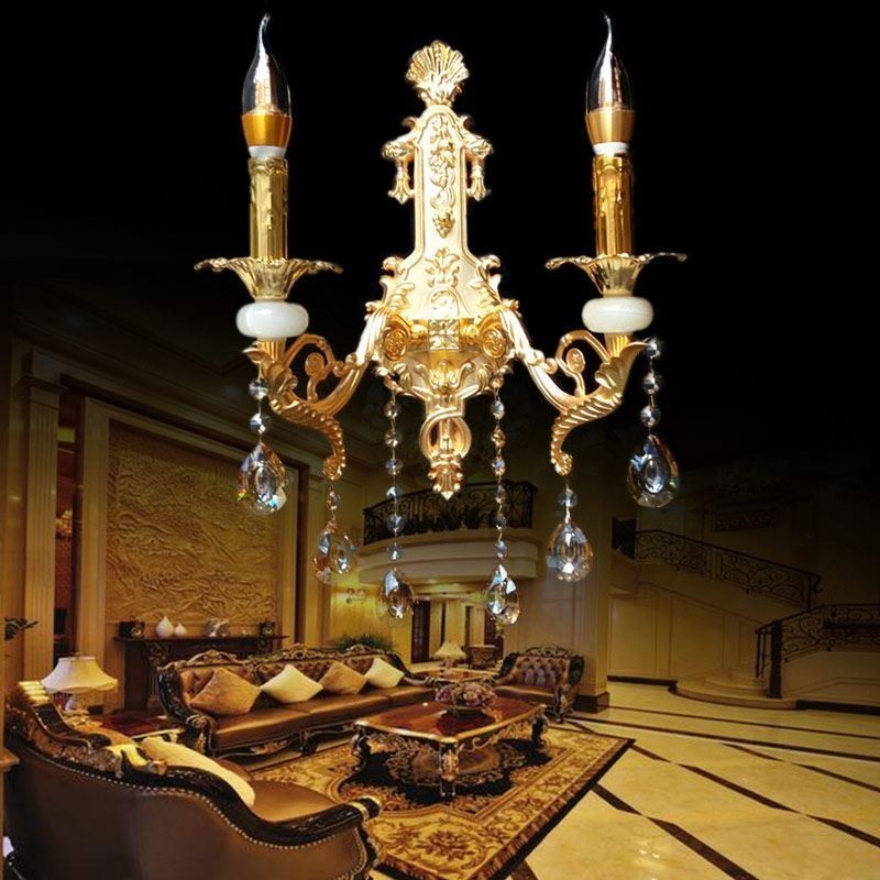 Európska nástenná lampa Luxusné nástenné svietidlo Crystal Drop Lamp Nočné osvetlenie