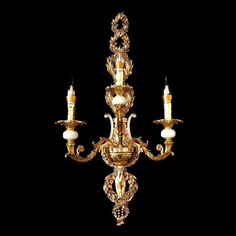 Európska nástenná lampa Luxusné plátkové nástenné svietniky Jade Decoration Lampa Nočné osvetlenie