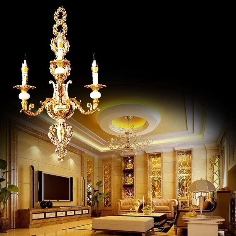 Európska nástenná lampa Luxusné plátkové nástenné svietniky Jade Decoration Lampa Nočné osvetlenie