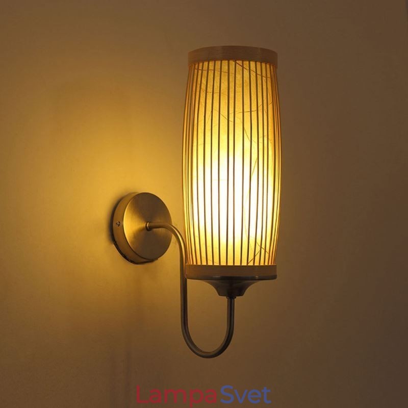 Nástenné svietidlo s dizajnom bubna v páse Creative Bamboo Wall Sconce Nočné schody Vidiecke osvetlenie