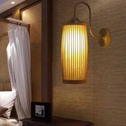 Nástenné svietidlo s dizajnom bubna v páse Creative Bamboo Wall Sconce Nočné schody Vidiecke osvetlenie