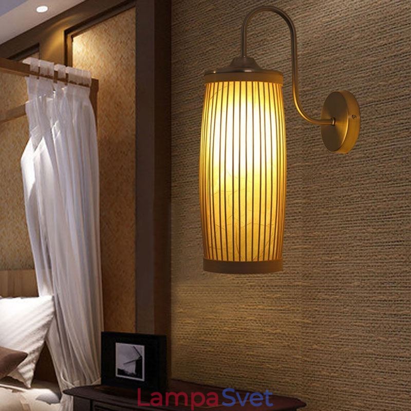 Nástenné svietidlo s dizajnom bubna v páse Creative Bamboo Wall Sconce Nočné schody Vidiecke osvetlenie