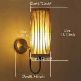 Nástenné svietidlo s dizajnom bubna v páse Creative Bamboo Wall Sconce Nočné schody Vidiecke osvetlenie
